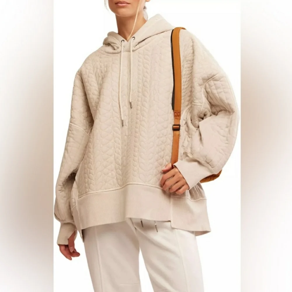 FP Movement Sprint To Finish Quilted Hoodie Medium( Fits Lg XL) Beige - Picture 2 of 8